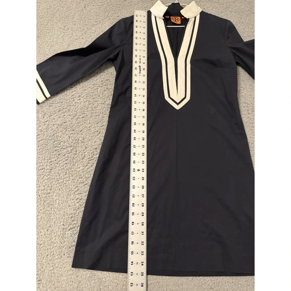 TORY BURCH Navy White Tory Tunic Dress Size 2 Cruise Resort‎